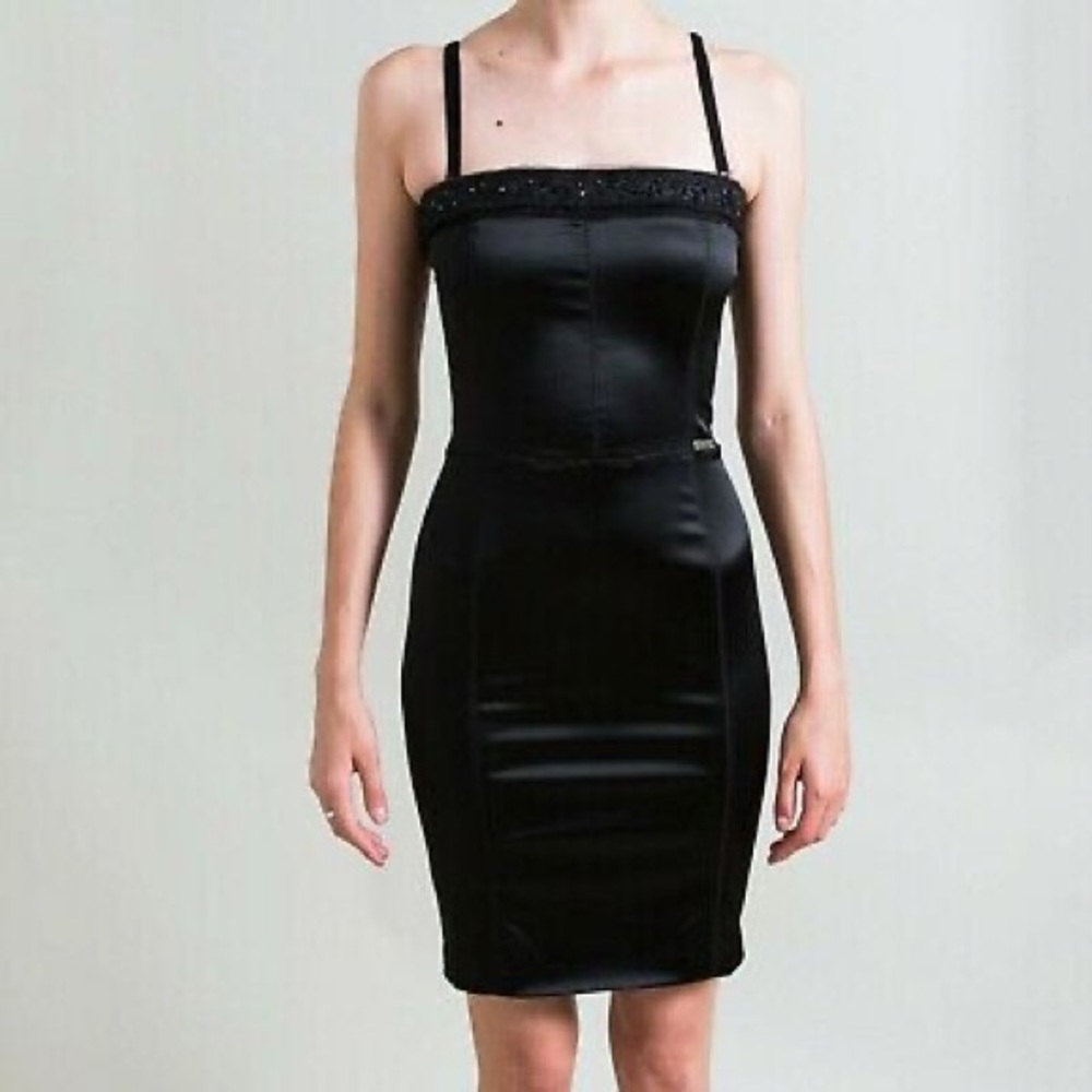 JOHN GALLIANO EMBELLISHED FITTED SATIN DRESS - Picture 2 of 8